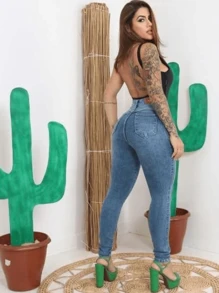 Women Jeans - Màu xanh hải quân - Xem 2