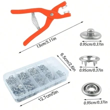 52Pcs-202pcs 五爪按扣钳套件，缝纫工具，按扣安装工具，金属按扣，彩色空心按扣，带钳子和储物盒，适用于儿童服装、皮革、布料、帽子 - 紅色 - 查看 3