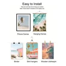 6Pcs/Set Unframed Sea Scenery Waves Cars Beach Sea View With Palm Trees Coconut Trees Poster,Waterproof Canvas Wall Art, Artwork Wall Painting For Gift,Pink Room Decor,Bedroom,Bathroom,Living Room,Dining Room,Kitchen,Office,Cafe, Bar,Wall Decor Aesthetic,Home And Dormitory Decoration Gifts Birthday Graduation Coastal Decor Coastal Decor Beach Decor