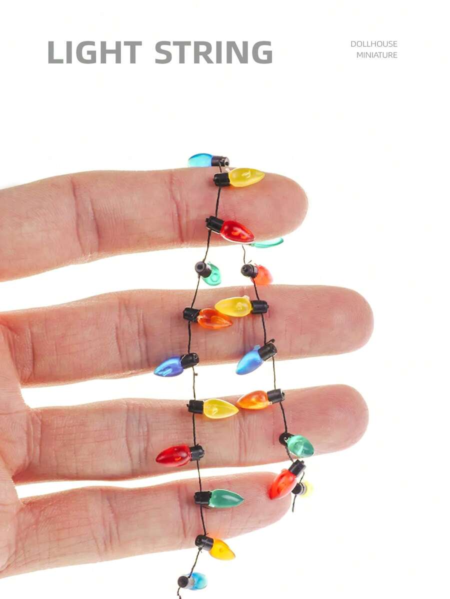 2m 娃娃屋微型灯串：1/12 比例迷你假灯适用于新年、复活节、节日庆典、派对装饰场景模型（灯色随机）