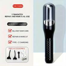 自动毛发修剪器无绳分叉毛发修剪器，便携式 USB 毛发修剪工具，自动护理毛发修剪器，适用于受损发质护理，便携式美发沙龙品质，让头发顺滑健康，节日礼物 - 黑色 - 查看 11