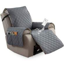 100% Waterproof Recliner Chair Cover, Non Slip Covers For Recliner Chair With Pocket, Washable Reclining Chair/Furniture Protector For Pets - Màu xám đen - Xem 1