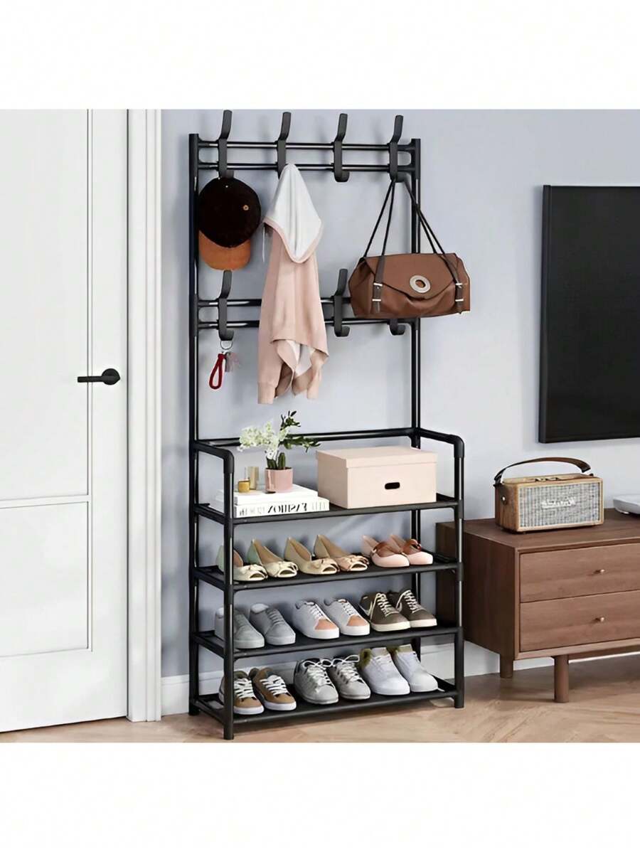 Shoe Rack Organizer Rack Rack Multipurpose Support For Shoes Tennis Clothes Closet Bedroom Cabinets - 黑與白 - 查看 1