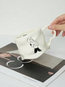 一体式创意不对称造型马克杯，大容量潮流陶瓷杯，家用咖啡杯，牛奶杯，甜品杯， - 彩色 - 查看 13