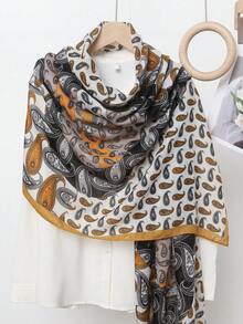 1條時尚小鬆鼠圖案女士印花圍巾 - 薑色 - 查看 5