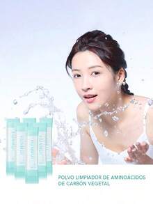 20 sobres pequeños Polvo limpiador facial Polvo limpiador con aminoácidos de carbón de bambú - Azul Cadete - Ver 4