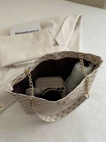 Fashion Contrasting Geometric Pattern Chain Shoulder Bag, Suitable For Shopping, Wallets, Shopping, Young Women, College Students, Newcomers, White-Collar Workers. They Are Very Suitable For Offices, Universities, Work, Business, Commuting, Outdoor, Travel, And Outings