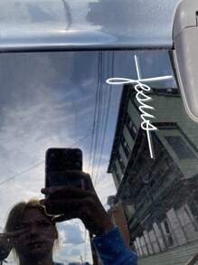 Nhãn dán thánh giá Chúa Giêsu Thánh giá Chúa Giêsu Đề can cản cửa sổ ô tô, hoặc cản xe - Trắng - Xem 6