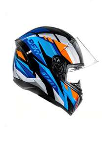 Capacete Moto Spike 2 Peels Bsn Preto Azul Metálico Fechado TAMANHO 56 - Multicolorido - Visão 2