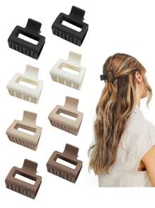 4/8pcs Brown All-Match 4cm Small Hair Clips, Versatile Simple Hair Claws For Daily Use, School Stuff, Hair Accessories, Head Accessories, Hairpin - Multicolor - View 8