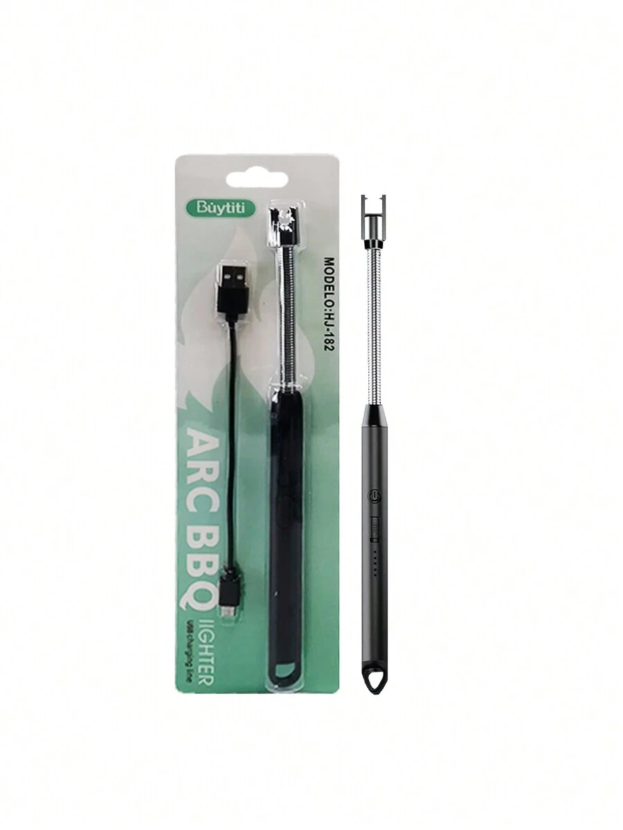 Encendedor Electrónico De Velas, encendedor eléctrico, Encendedor Recargable Usb A Prueba De Viento, Encendedor A Gas Para Parrilla, encendedores largos sin llama para velas, parrilla, barbacoa, campamento - Negro - Ver 1