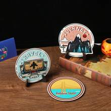1pc Desktop Wooden Travel Souvenir Card Display Stand, With Blank Card, For Gift To Friends Or Couple Birthday Gifts Graduation
