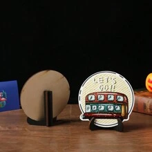 1pc Desktop Wooden Travel Souvenir Card Display Stand, With Blank Card, For Gift To Friends Or Couple Birthday Gifts Graduation