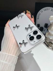 1 pieza Funda protectora transparente para teléfono móvil con diseño electrochapado de lindo bóxer, apta para series iPhone 16, 15, 14, 13, 12, 11, X/XS, XS Max, XR, 7/8, 7/8 Plus, anti-caída y arañazos, estilo minimalista