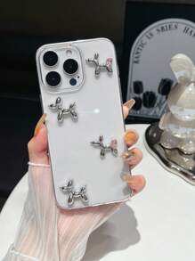 1 pieza Funda protectora transparente para teléfono móvil con diseño electrochapado de lindo bóxer, apta para series iPhone 16, 15, 14, 13, 12, 11, X/XS, XS Max, XR, 7/8, 7/8 Plus, anti-caída y arañazos, estilo minimalista