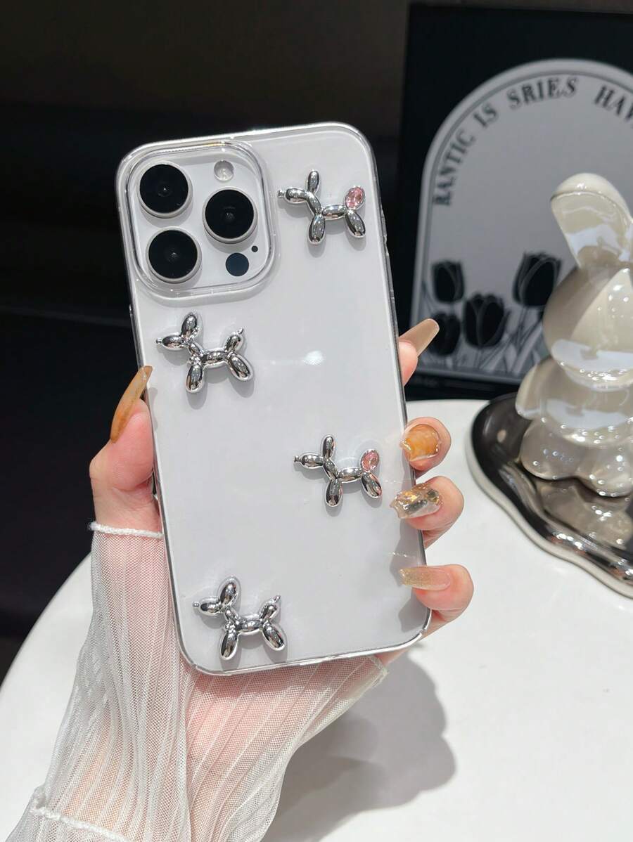 1 pieza Funda protectora transparente para teléfono móvil con diseño electrochapado de lindo bóxer, apta para series iPhone 16, 15, 14, 13, 12, 11, X/XS, XS Max, XR, 7/8, 7/8 Plus, anti-caída y arañazos, estilo minimalista