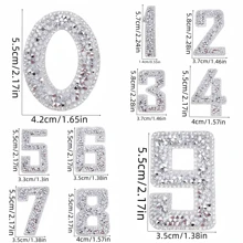 0-9 Digital Silver White Rhinestone Self-Adhesive Letter Patch Iron Sticker Clothing Badge Sticker Clothing Bag Shoes DIY Creative Gift Decoration - Silver - View 3