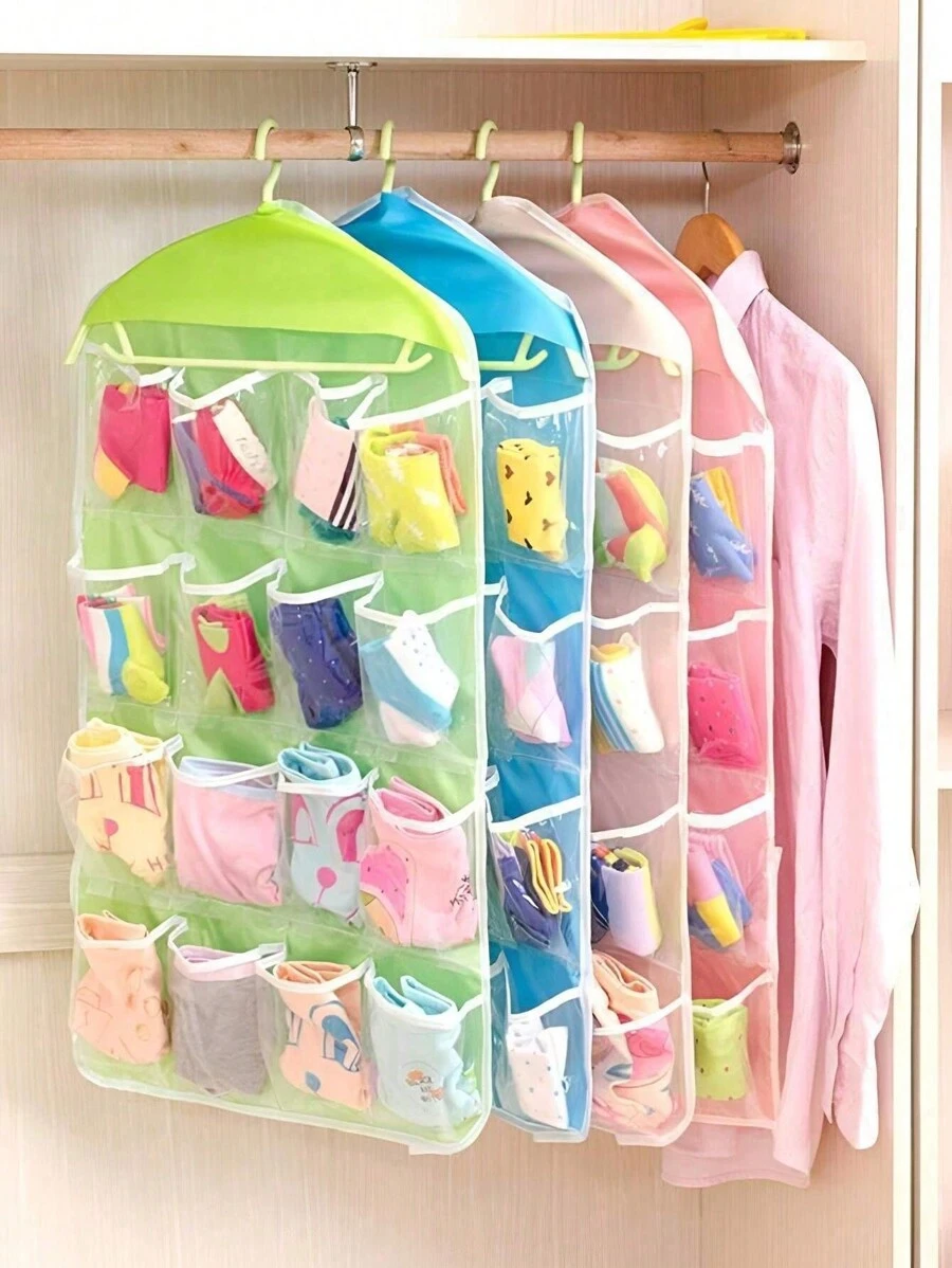 Organizador colgante de sobre la puerta, estantería portátil con 16 bolsillos transparentes para colgar detrás de la puerta, bolsa de almacenamiento montada en la pared para dormitorio, sala de estar, puerta, armario, pequeños artículos y organización de ropa, bolsas del día de los enamorados - Multicolor - Ver 1