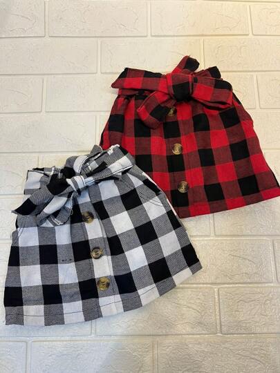 Pequeninos Kids: Saia Infantil Xadrez com Cinto e Botões - Clássica e Encantadora para Todas as Ocasiões
