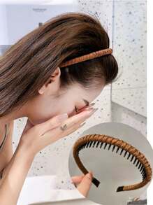 2 piezas Diademas con tela envolvente y dientes para mujer, banda para el cabello trenzada antideslizante, para usar al lavarse la cara, clips para el cabello de corona alta, para Halloween - Multicolor - Ver 12