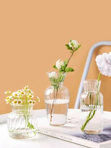 1pc Nordic Style Hydroponic Glass Flower Vase, Home Decor Transparent Ornament For Living Room Decoration,Home Decor,Flower Vase,Centerpiece,Table Decor Glass Vase - Clear - View 7