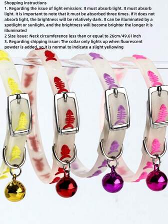 Pet Light-Up Collar, Glow-In-The-Dark Cat Collar, Anti-Lost Night Light Necklace With Bell, Fluorescent Silicone Light-Up Collar