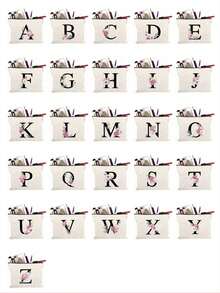 芭蕾女孩26個字母首字母花紋女性化妝包，畢業季向老師和朋友獻禮的好禮，大容量化妝包輕便旅行化妝品收納包 - 米色 - 查看 2