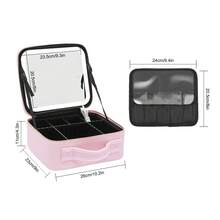 YUNRUX Makeup Bag With Mirror-3 Colors LED Light Travel Cosmetic Bag With LED Mirror With Cosmetic Mirror For On The Go Portable Makeup Bag With Adjustable Dividers 26 * 23 * 11cm (Pink) - 粉色 - 查看 2