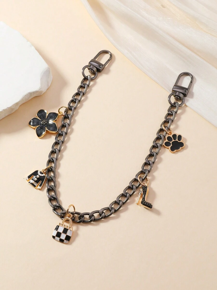 1pc Alloy Chain Strap Accessory For Handbags - Black and White - View 1