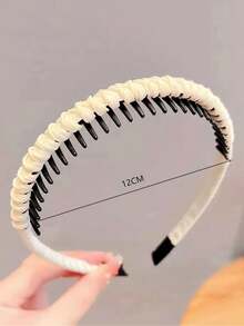 2 piezas Diademas con tela envolvente y dientes para mujer, banda para el cabello trenzada antideslizante, para usar al lavarse la cara, clips para el cabello de corona alta, para Halloween - Multicolor - Ver 2