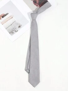 1 件男士休闲纯色天鹅绒柔软厚领带，浅蓝色/米色/粉色/灰色，适合派对、日常、学校、商务装男士领带 - 純色 - 查看 13