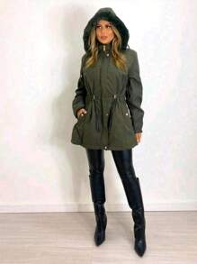 Plus Size Overcoats - Dark Green - View 2