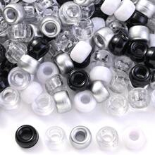 100/200/1000pcs 6*9mm Colourful Pony Beads Kit Acrylic Large Hole Bead Dreadlocks1 Hair Braids Beads DIY Bracelet Necklace Earring Craft Jewelry Making Party Decoration - Multicolor - View 27