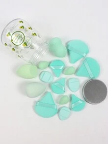 化妆海绵 15 件套，带储物罐，包括 3 个化妆海绵、3 个迷你化妆海绵、3 个散粉扑、3 个迷你散粉扑和 3 个迷你手指气垫扑。多色化妆海绵非常适合混合液体、乳霜和粉末。非乳胶两用干湿粉底霜，带气垫海绵扑、混合海绵和化妆扑。适合所有皮肤类型。由超柔软天鹅绒制成，专为轮廓、眼睛和角落设计，化妆海绵粉底混合容器。 - 彩色 - 查看 2