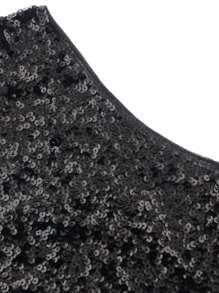 Women's One Shoulder Sparkle Sequin Stretchy Cocktail Club Mini Dress - 黑色 - 查看 6