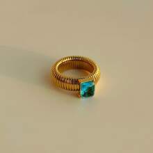 Nhẫn Cubic Zirconia nhiều màu sắc mới dành cho nữ Nhẫn kim loại mờ vuông dày phong cách cổ điển trang sức ngón trỏ cá nhân hóa Quà tặng cho các cô gái Hip Hop - Nhẫn - Xem 23