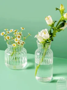 1pc Nordic Style Hydroponic Glass Flower Vase, Home Decor Transparent Ornament For Living Room Decoration,Home Decor,Flower Vase,Centerpiece,Table Decor Glass Vase - Clear - View 9