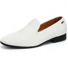 Mens Loafers Dress Shoes Slip On Driving Shoes Tuxedo Suit Shoes - trắng - Xem 3