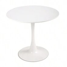 31.5"H White Tulip Table Mid-Century Dining Table With Round MDF Table Top, Pedestal Dining Table, End Table Leisure Coffee Table - 白色 - 查看 1