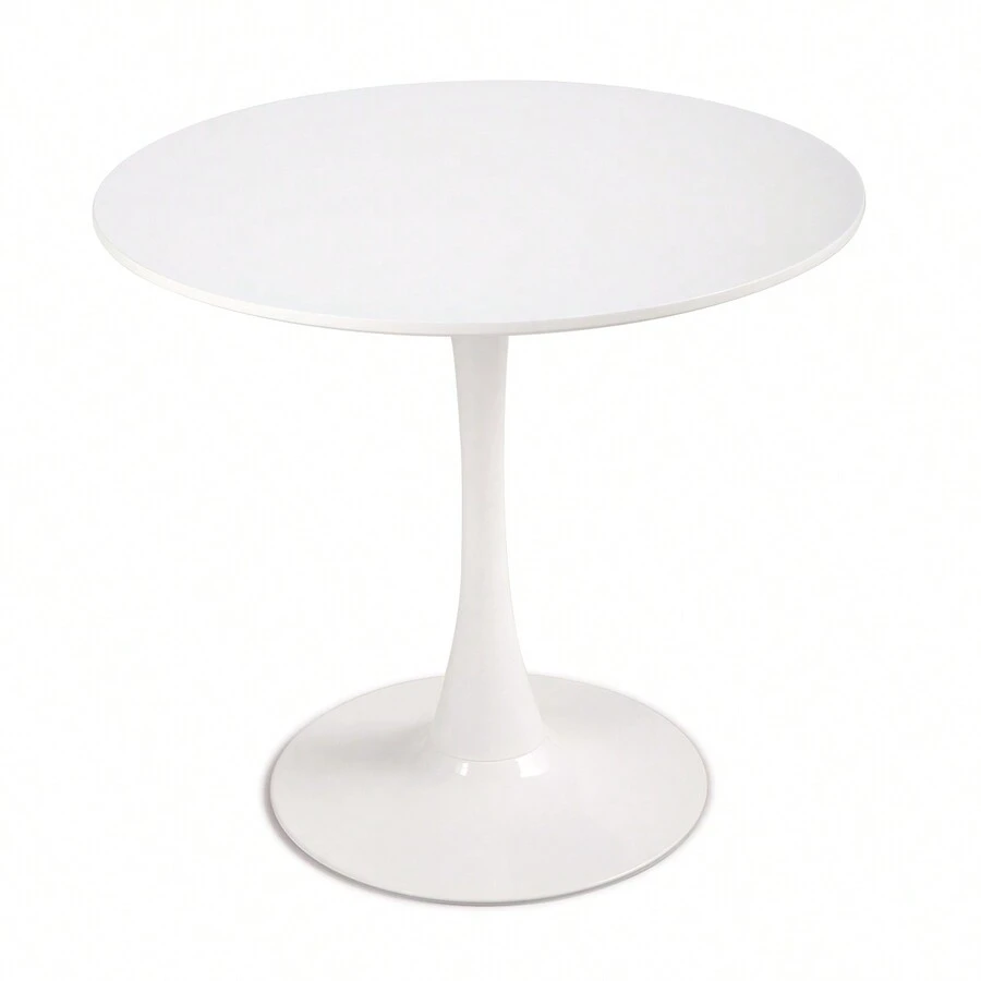 31.5"H White Tulip Table Mid-Century Dining Table With Round MDF Table Top, Pedestal Dining Table, End Table Leisure Coffee Table - trắng - Xem 1