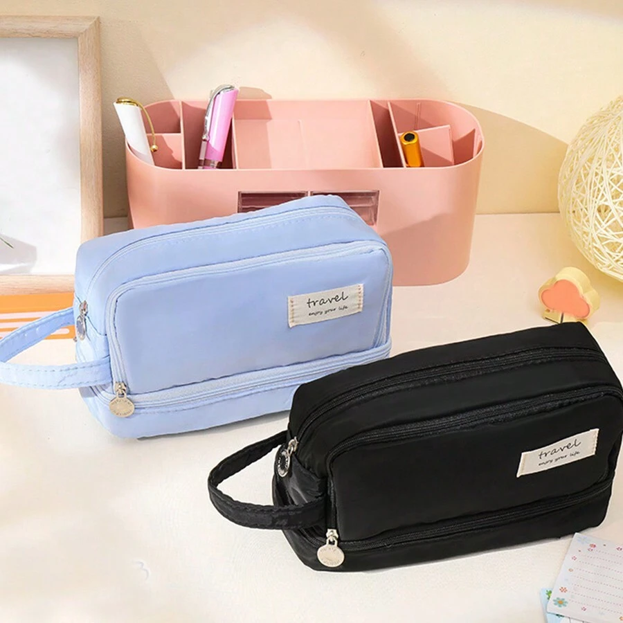 铅笔盒，铅笔盒，大容量铅笔盒，铅笔盒，铅笔盒，化妆品收纳盒，便携礼品，适合办公室、学校、青少年、女孩、男孩、女性、成人，文具礼品，1个装，返校季，返校季，学习用品，铅笔袋，书包 - 彩色 - 查看 1