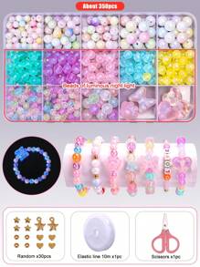 Juego para que los niños hagan collares, pulseras, aretes y anillos con cuentas. Kit de manualidades con materiales para que los niños hagan joyas y adornos, regalos hermosos de accesorios para niños en fiestas