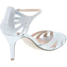 Women's Strappy Open Toe Rhinestone Low Heel - 銀色 - 查看 6