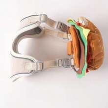 1套聚酯寵物胸脯和後背攜帶袋，附牽引繩和漢堡包後背包，舒適可愛的寵物攜帶套裝，適用於戶外散步