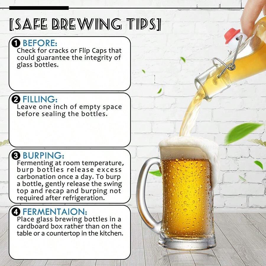 1Set, 16 OZ Swing Top Glass Bottles Flip Top Beer Brewing Bottles