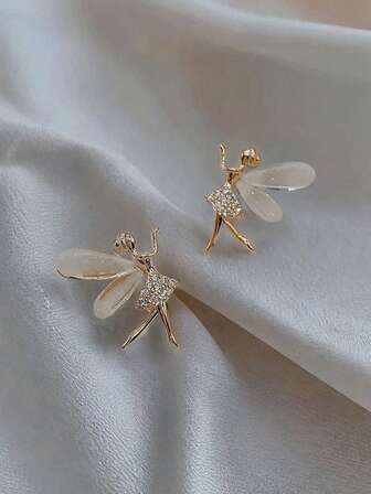 1對新款可愛韓風高端女精靈耳環甜美炫酷耳飾