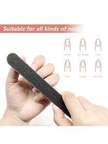 10 Pack 100/180 Grit Nail Files, Black Nail Files Professional Washable Doubled Sides Nail File Kit For DIY Salon Use - Black - View 11