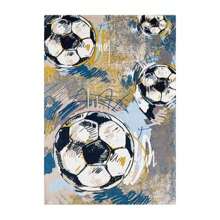 Well Home Tapis en polyester imprimé 120 x 180 cm, modèle FootBalls multicolore