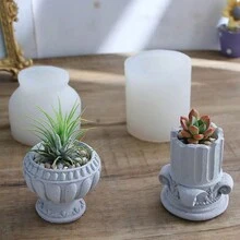 Phong Cách Châu Âu La Mã Cột Hoa Silicon Khuôn, Tự Làm Thạch Cao, Xi Măng Và Thực Vật Mọng Nước Màn Hình Khay Khuôn - trắng - Xem 6