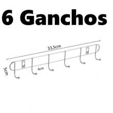 Wall Coat Rack Stainless Steel Hanger With 6 Multipurpose Hooks - Bạc - Xem 1